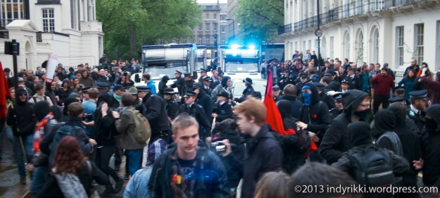 1st may 2014 students delay david willetts' car leaving UCL after speech